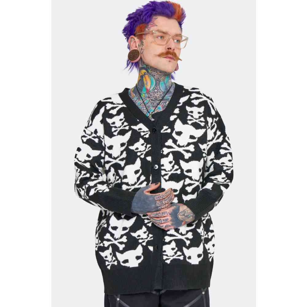 Jawbreaker - Hell Kitten Oversized Longue cardigan - Noir/Blanc